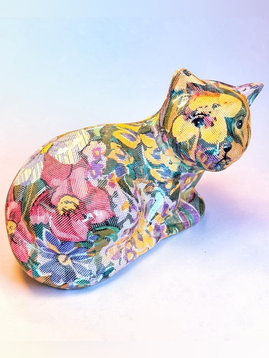 Vintage Other - Vintage Joan Baker Patchwork Porcelain Cat
